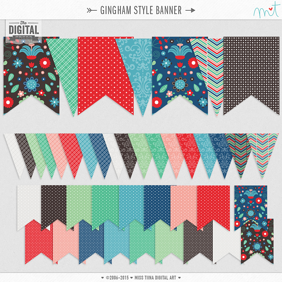 Gingham Style Printable Banners